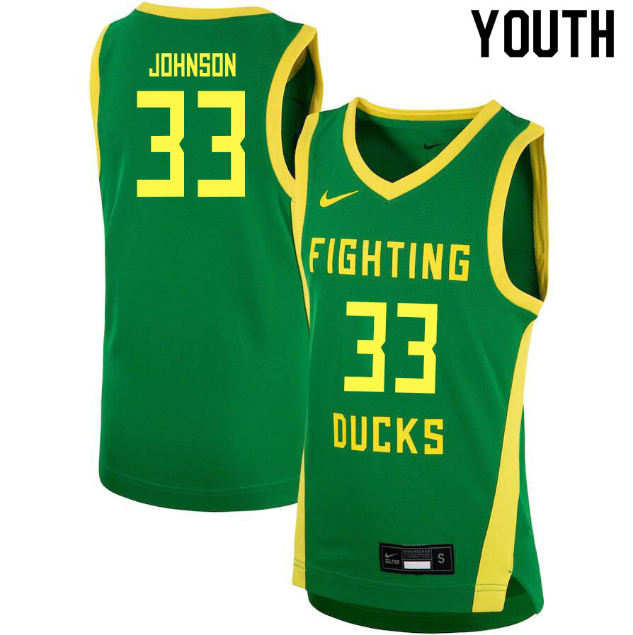 Youth # #33 Isaac Johnson Oregon Ducks College Basketball Jerseys Sale-Green